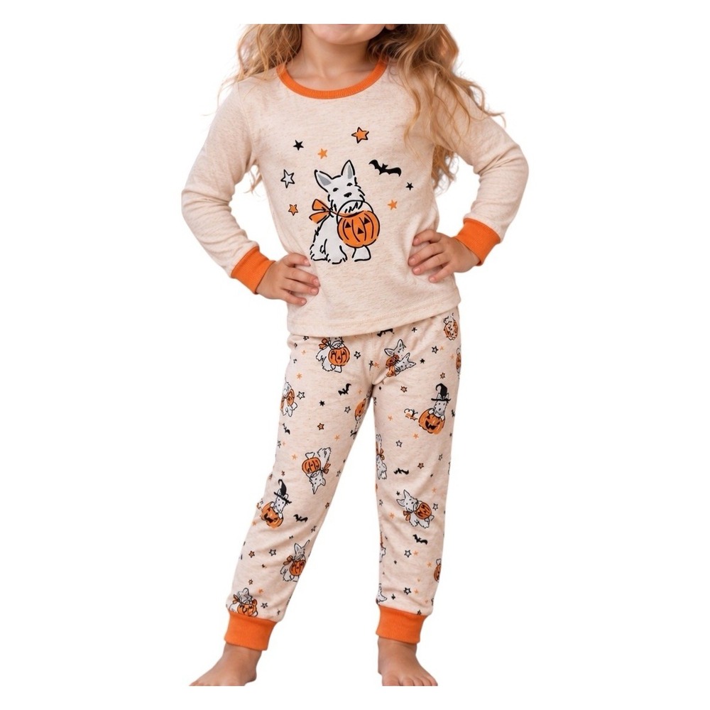 Laura Ashley Girls 4T Halloween Scottie Dog Pumpkin Pajama Set NWT